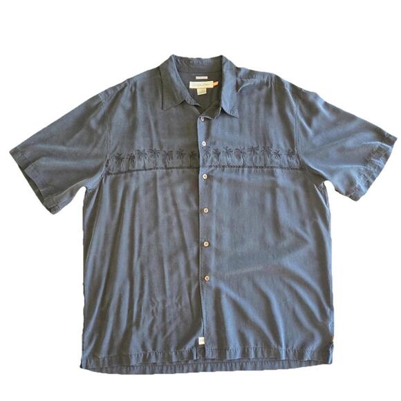 Quicksilver Edition Aloha Button Up Shirt Navy Blue Embroidered Men's 2X - Picture 1 of 6